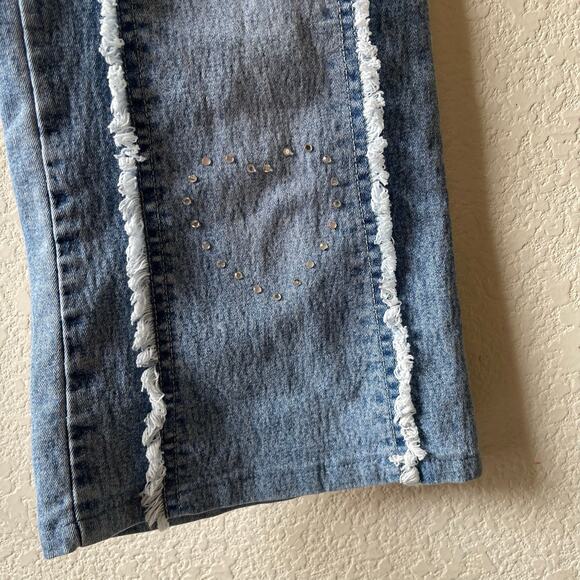Vintage‎ y2k rhinestone heart detail wide leg jeans size 10 - Picture 4 of 9